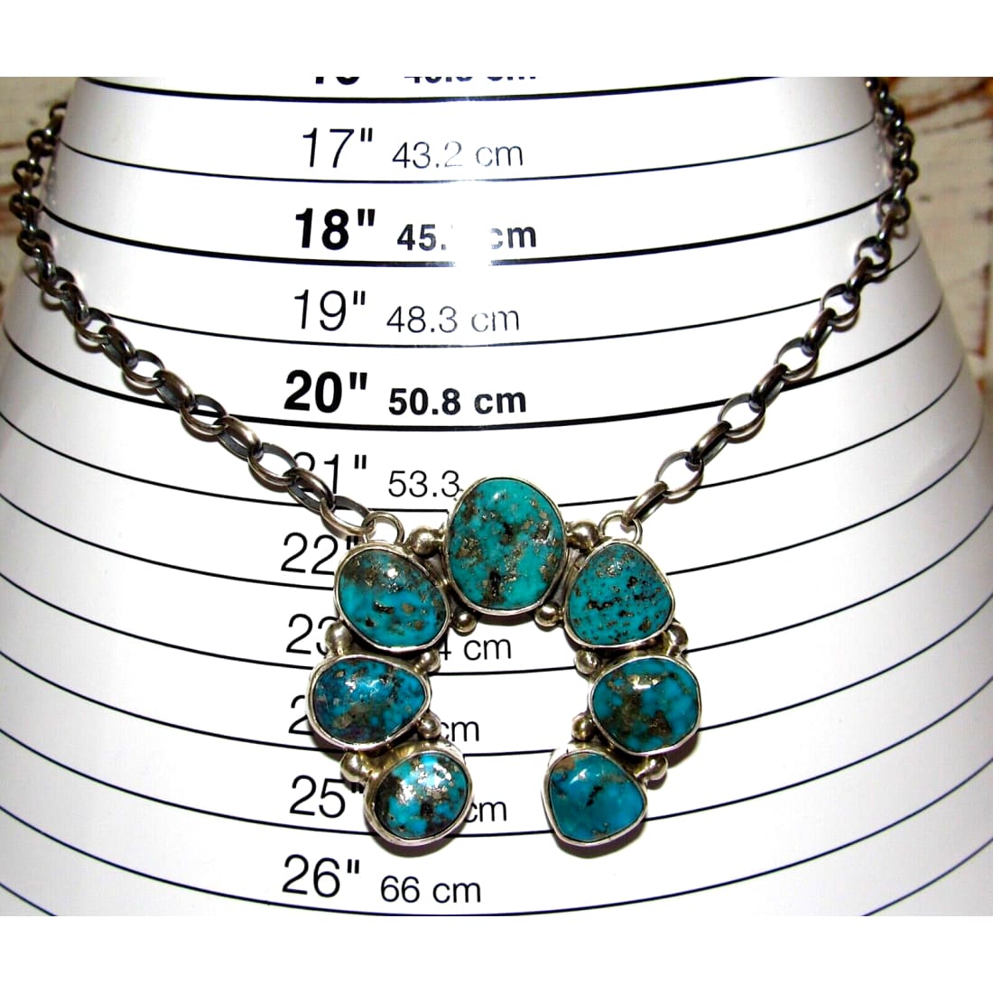 Navajo Morenci Turquoise Naja Necklace Squash Blossom