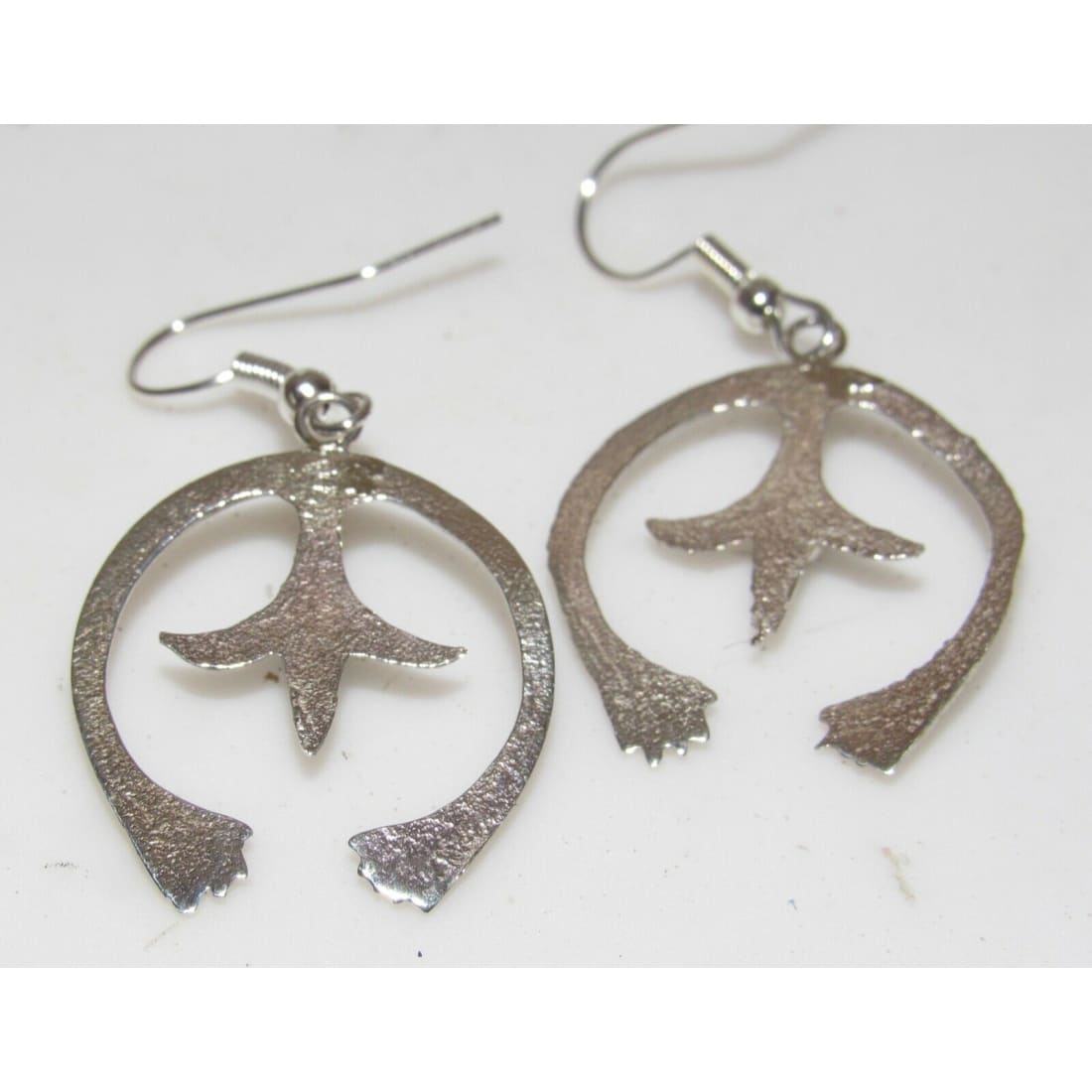 Navajo Naja Earrings Sterling Silver Turquoise Native American Sand Cast Handmade