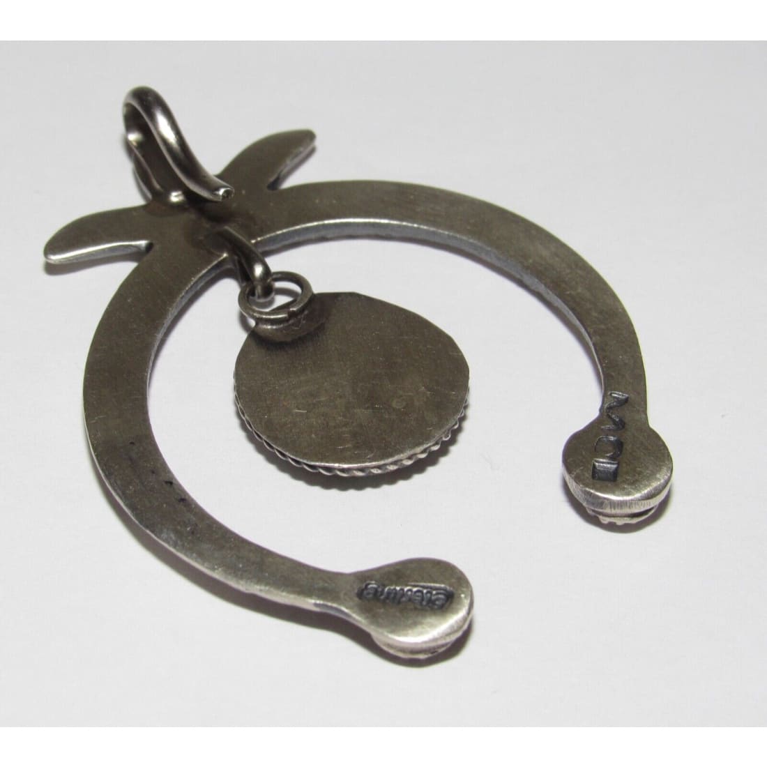 Navajo Naja Pendant Carico Lake Turquoise Cast Sterling 