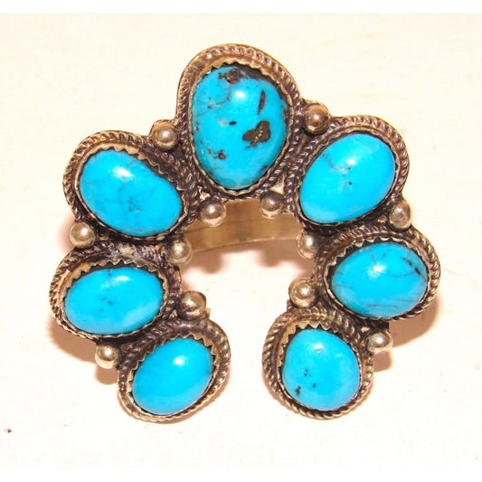 Navajo Naja Ring Size 8.5 Kingman Turquoise Statement Ring 