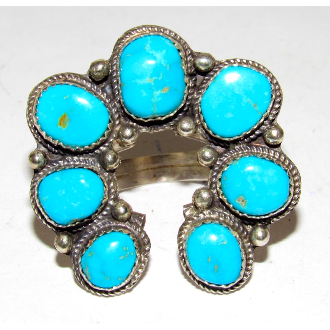 Navajo Naja Ring Size 8 Kingman Turquoise Statement Ring