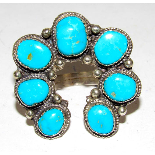 Navajo Naja Ring Size 8 Kingman Turquoise Statement Ring