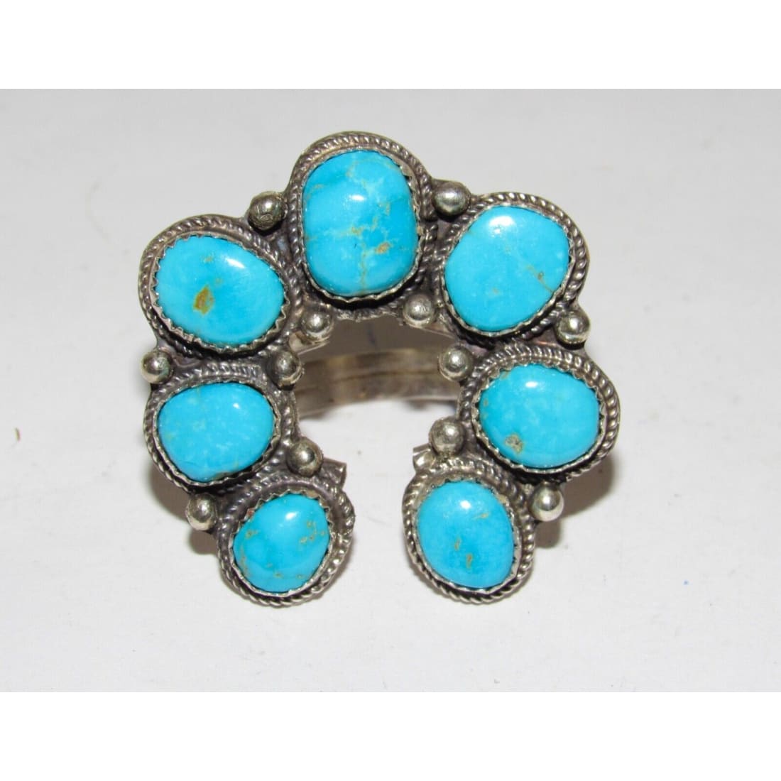 Navajo Naja Ring Size 8 Kingman Turquoise Statement Ring
