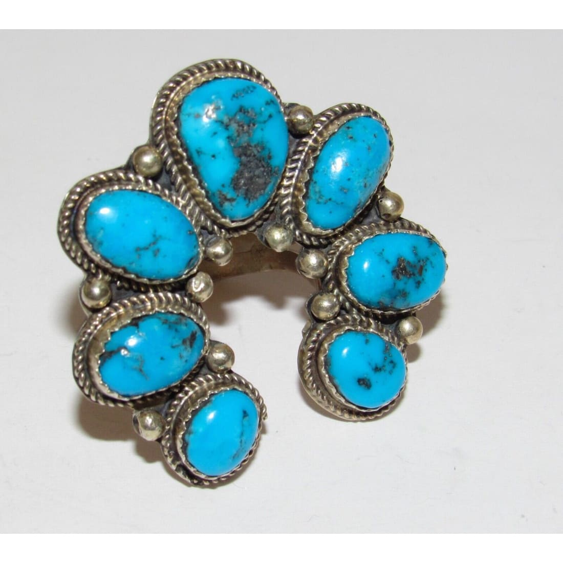 Navajo Naja Ring Size 9 Kingman Turquoise Statement Ring