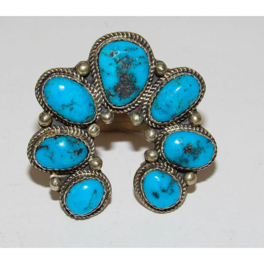 Navajo Naja Ring Size 9 Kingman Turquoise Statement Ring