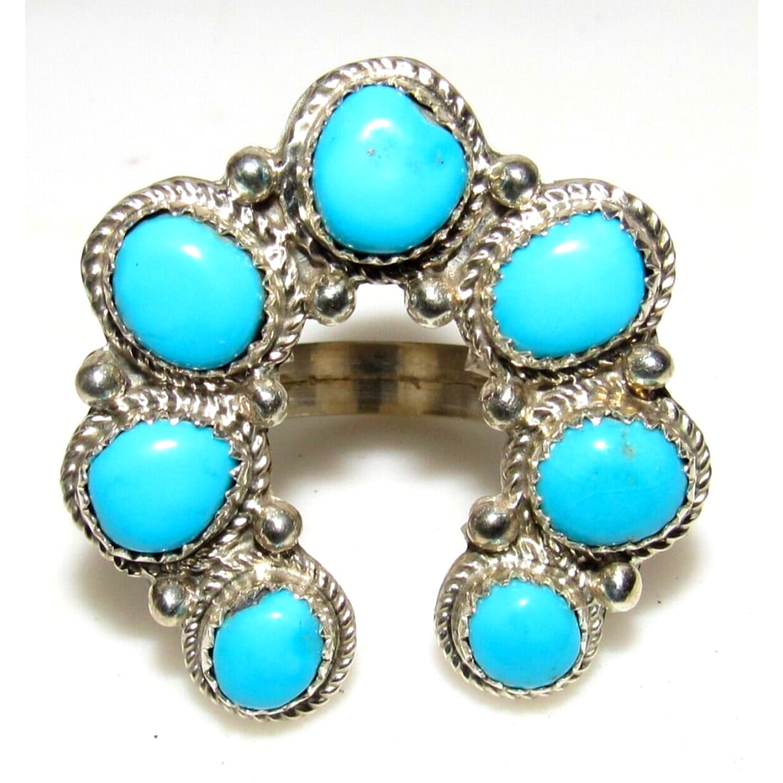 Navajo Naja Ring Size 9 Sterling Sleeping Beauty Turquoise Statement Ring Native Native American