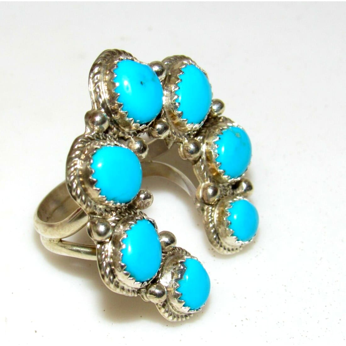 Navajo Naja Ring Size 9 Sterling Sleeping Beauty Turquoise Statement Ring Native Native American