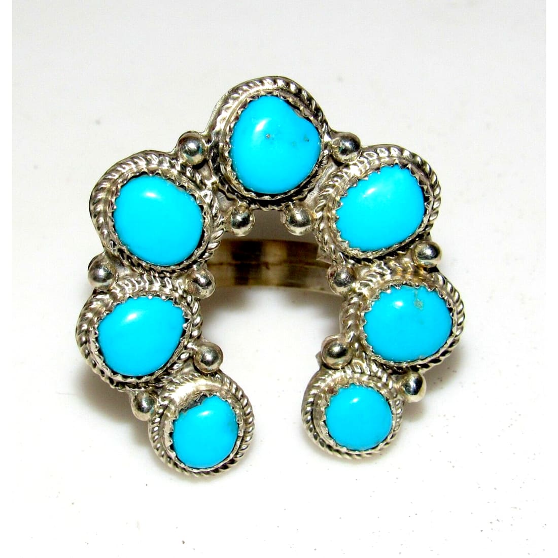 Navajo Naja Ring Size 9 Sterling Sleeping Beauty Turquoise Statement Ring Native Native American