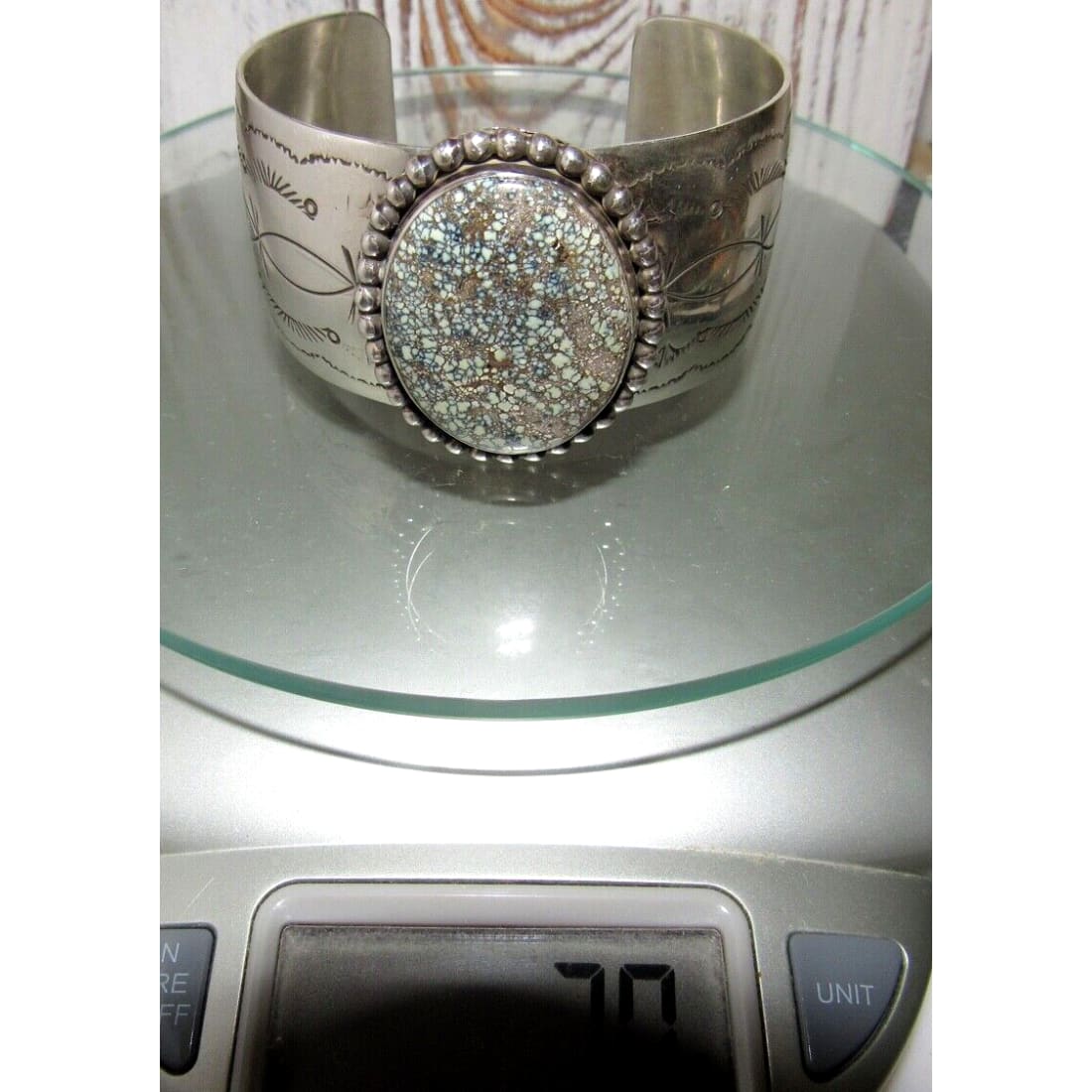 Navajo Neptune Variscite Sterling Cuff Bracelet Leonard & 