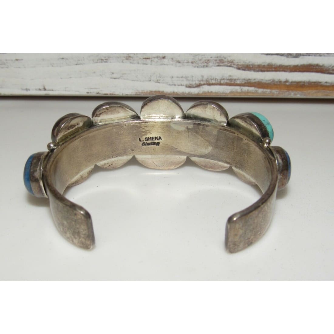 Navajo Number 8 Turquoise Amber Lapis Sterling Statement 
