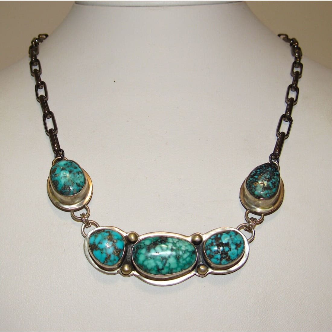 Navajo Number 8 Turquoise Bar Necklace Necklace Sterling J