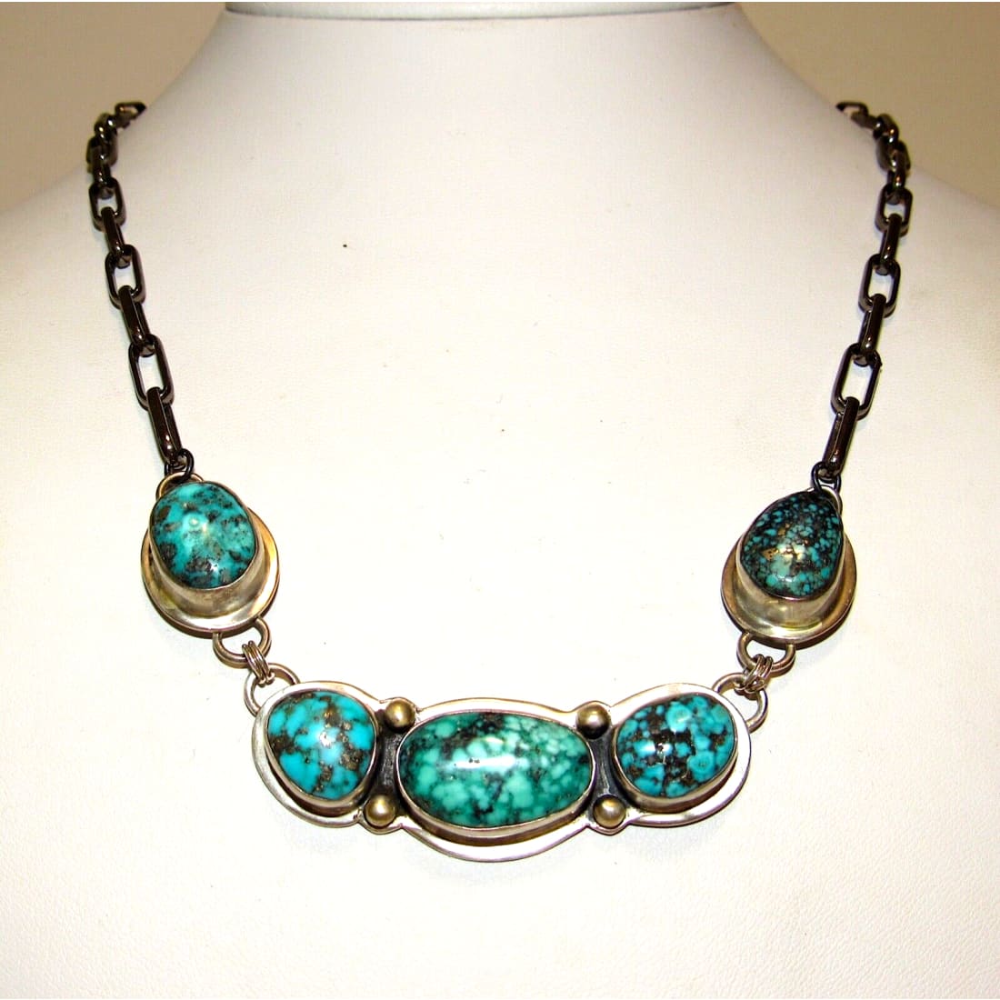 Navajo Number 8 Turquoise Bar Necklace Necklace Sterling J