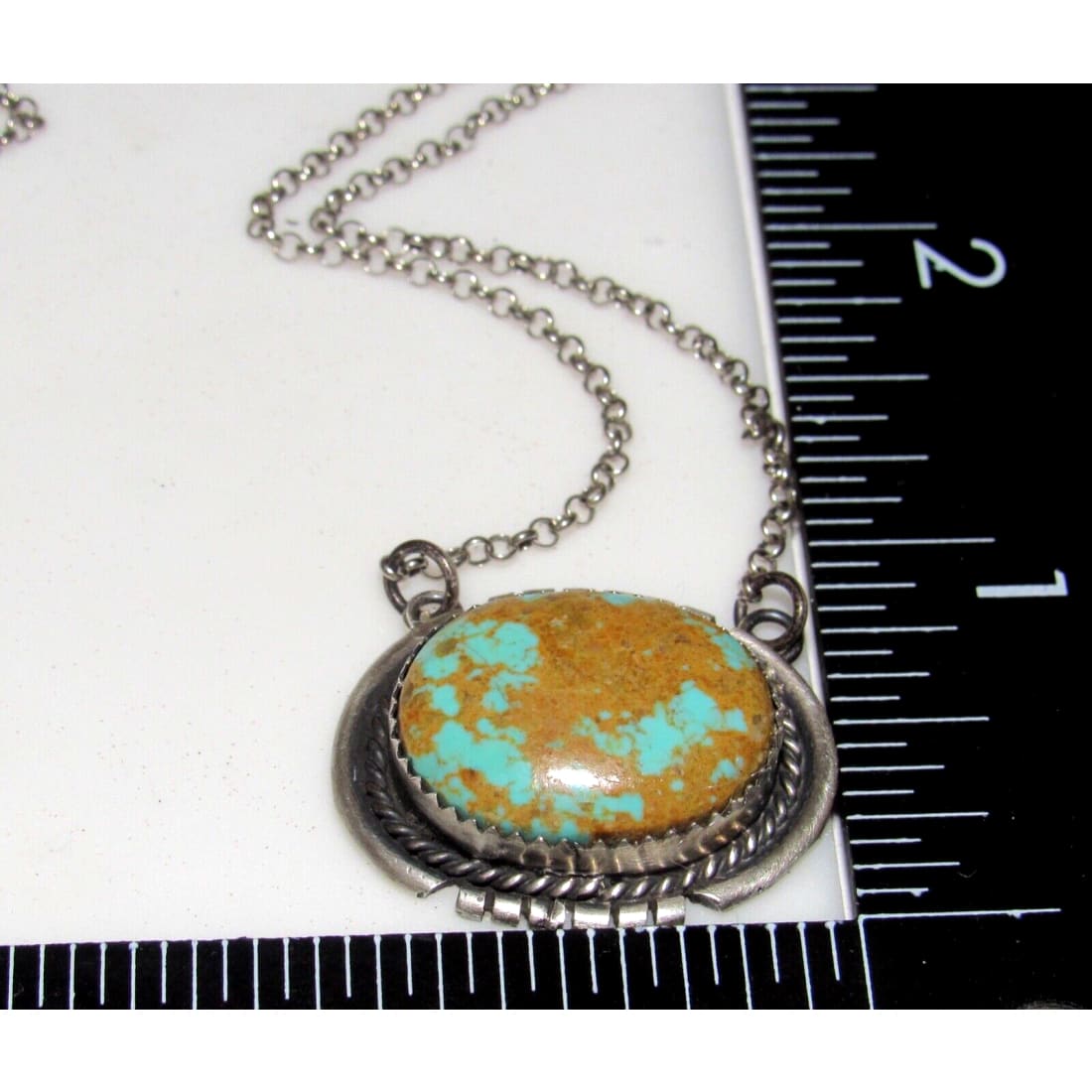 Navajo Number 8 Turquoise Bar Necklace Sterling Silver 