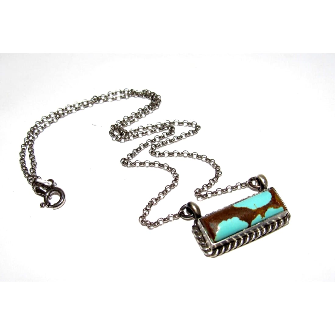 Navajo Number 8 Turquoise Bar Necklace Sterling Silver 