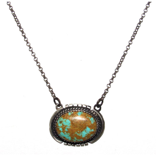 Navajo Number 8 Turquoise Bar Necklace Sterling Silver 