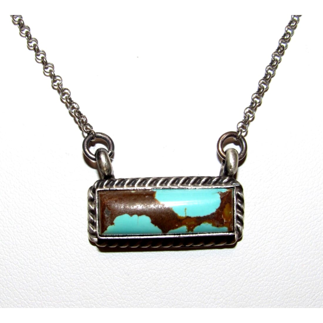 Navajo Number 8 Turquoise Bar Necklace Sterling Silver 