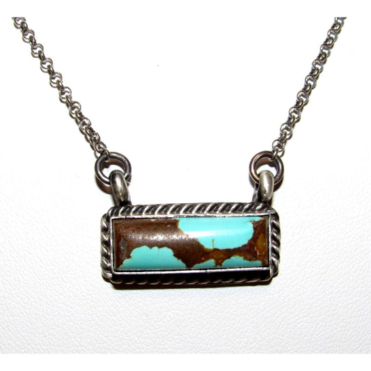 Navajo Number 8 Turquoise Bar Necklace Sterling Silver 