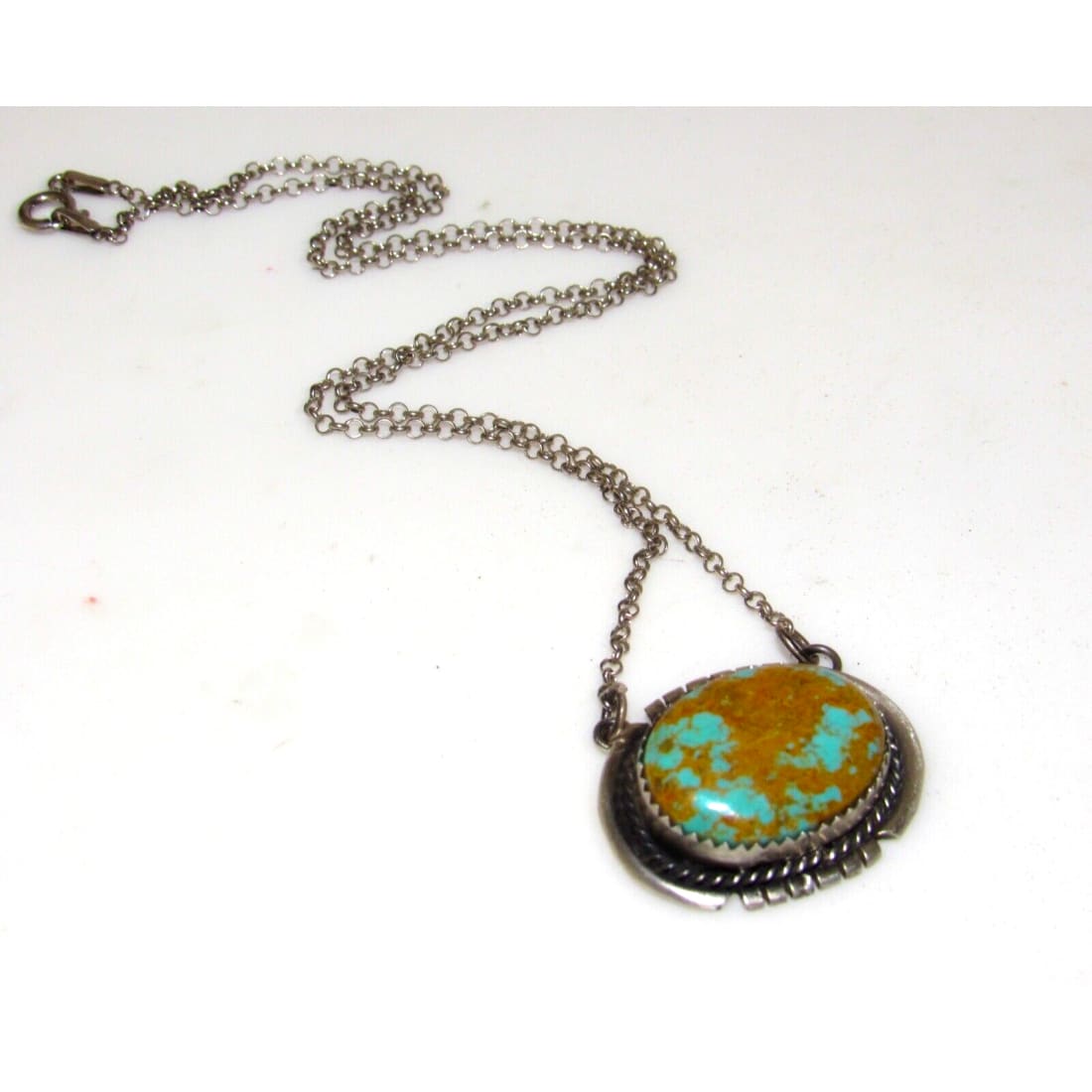 Navajo Number 8 Turquoise Bar Necklace Sterling Silver 