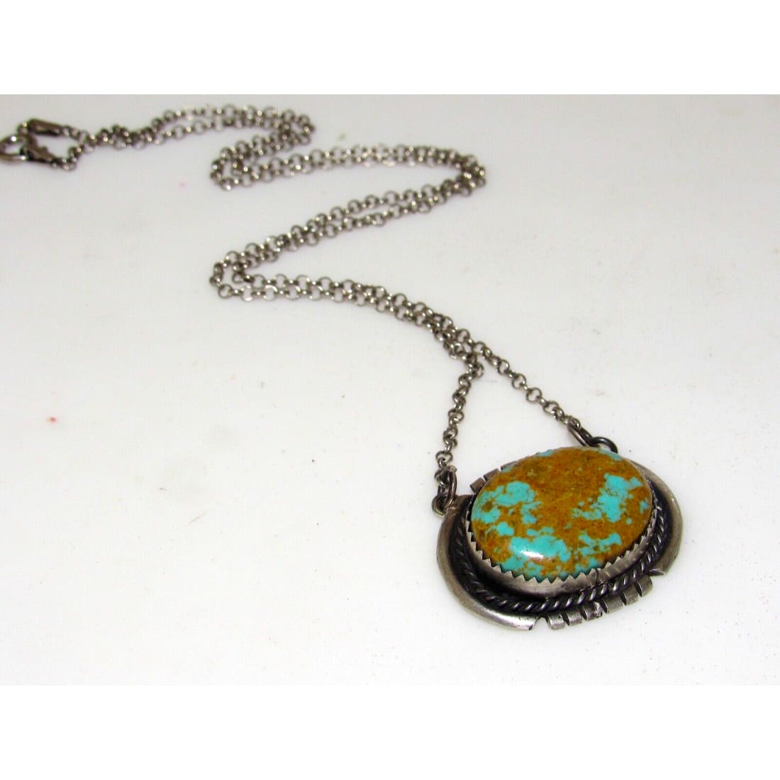 Navajo Number 8 Turquoise Bar Necklace Sterling Silver 