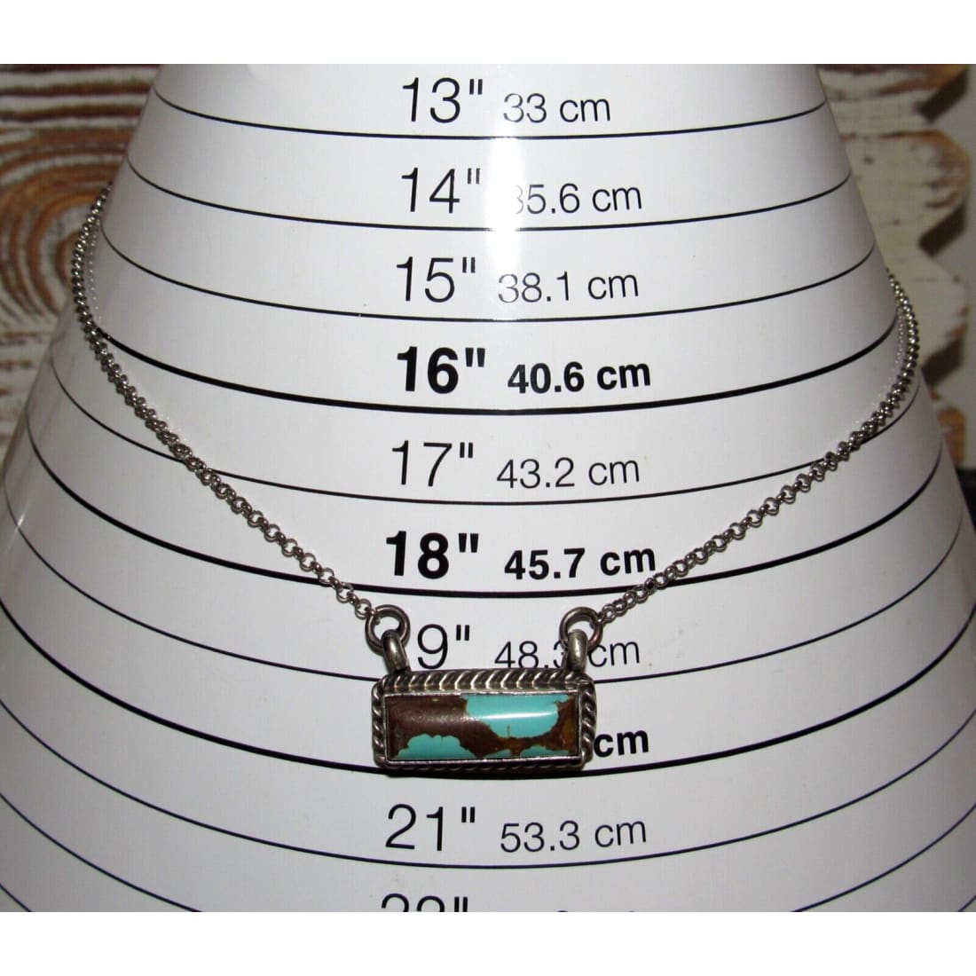 Navajo Number 8 Turquoise Bar Necklace Sterling Silver 