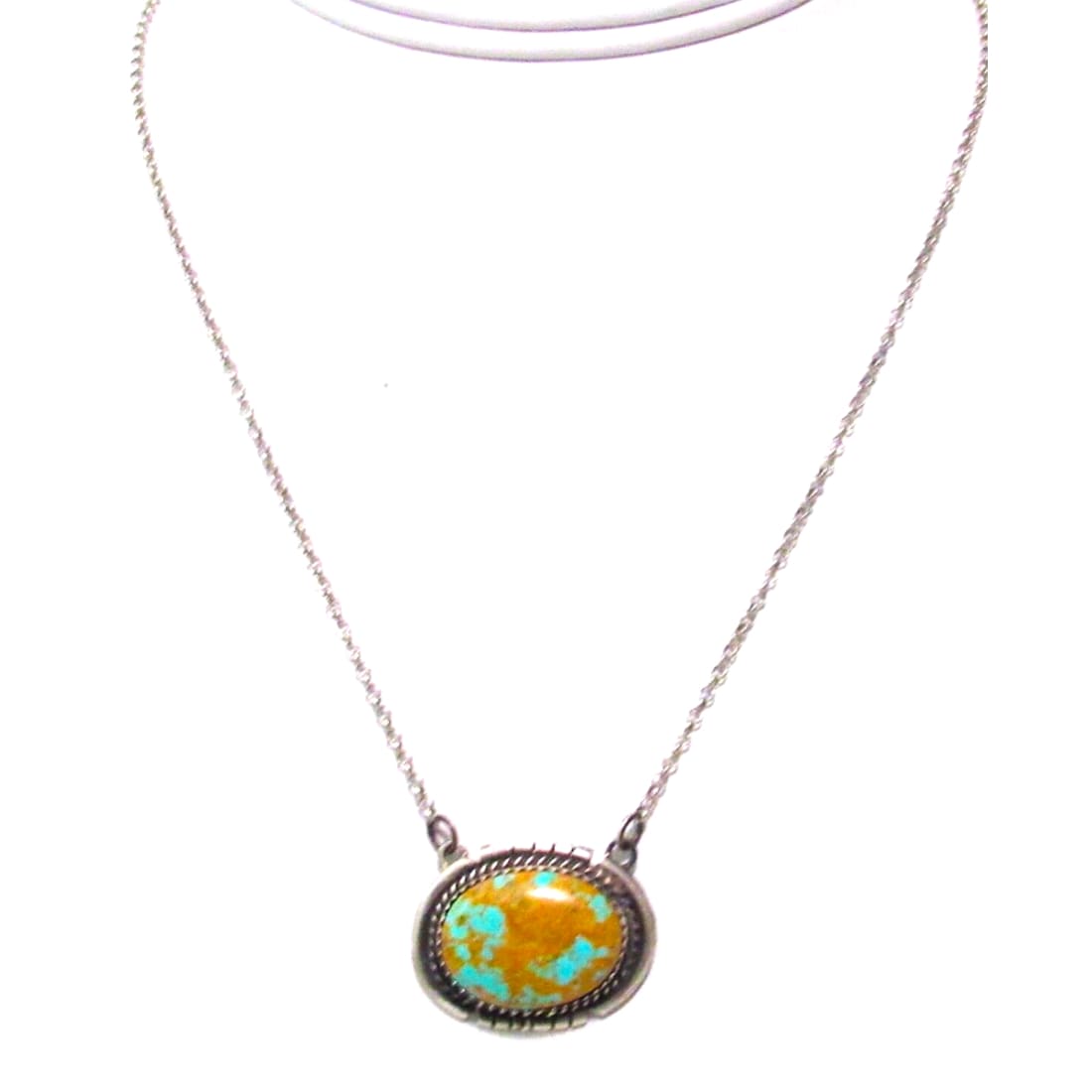 Navajo Number 8 Turquoise Bar Necklace Sterling Silver 