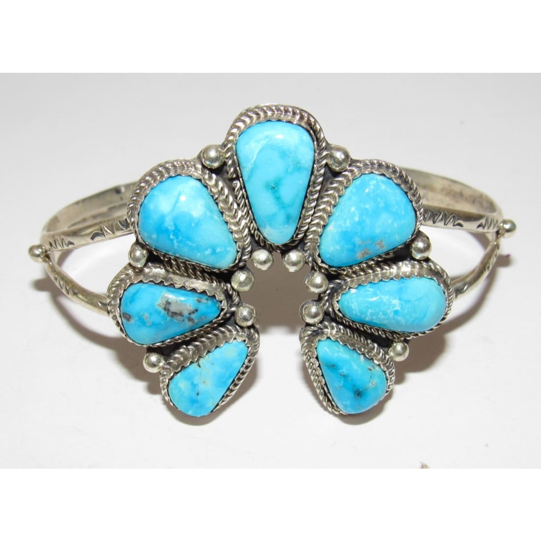 Navajo Number 8 Turquoise Naja Cuff Bracelet Statement