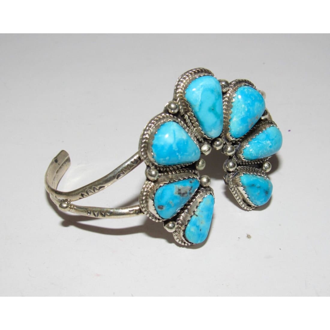 Navajo Number 8 Turquoise Naja Cuff Bracelet Statement