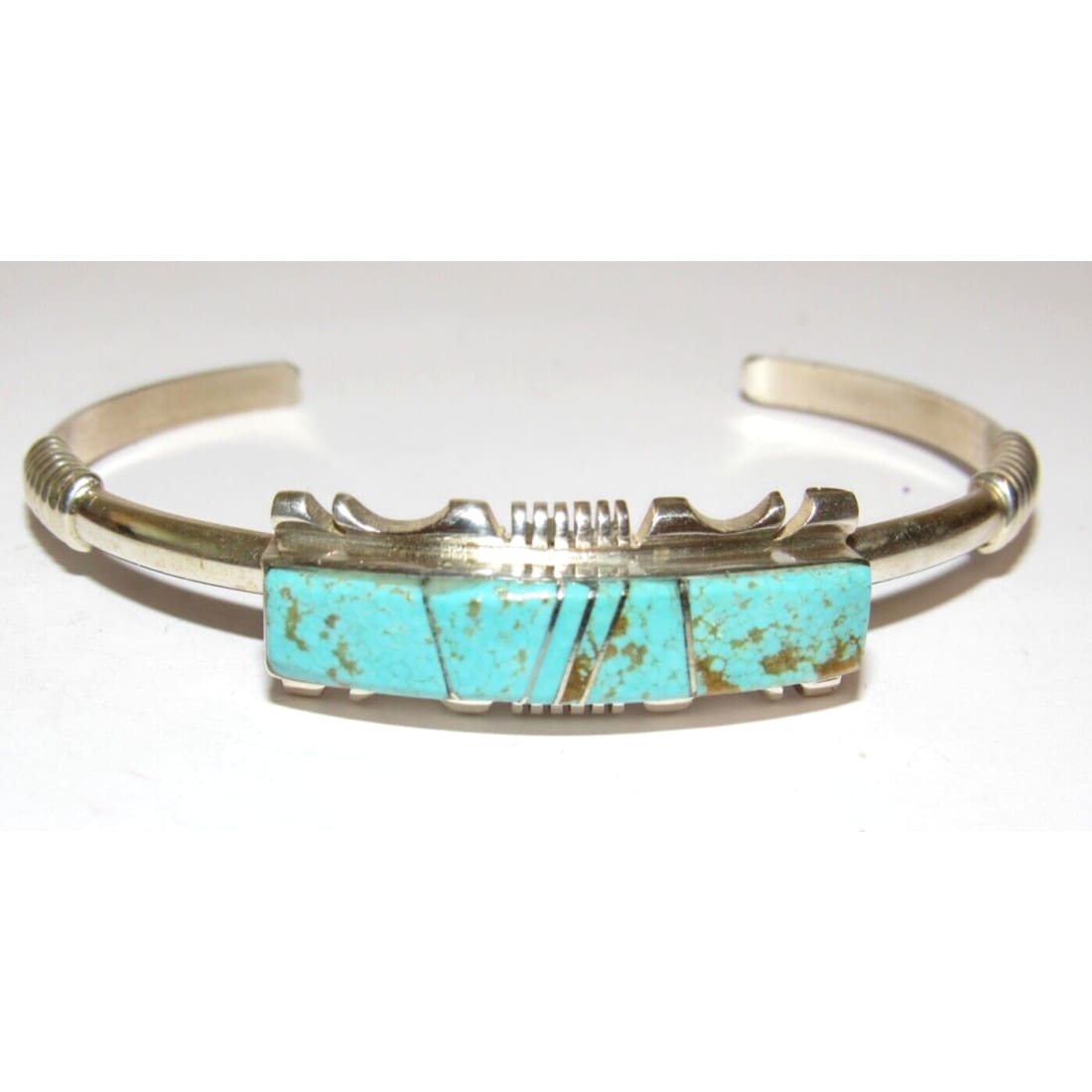 Navajo Number 8 Turquoise Stacker Cuff Bracelet Sterling