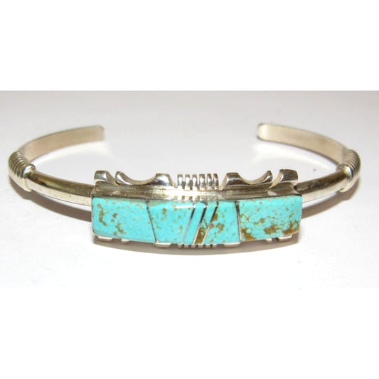 Navajo Number 8 Turquoise Stacker Cuff Bracelet Sterling