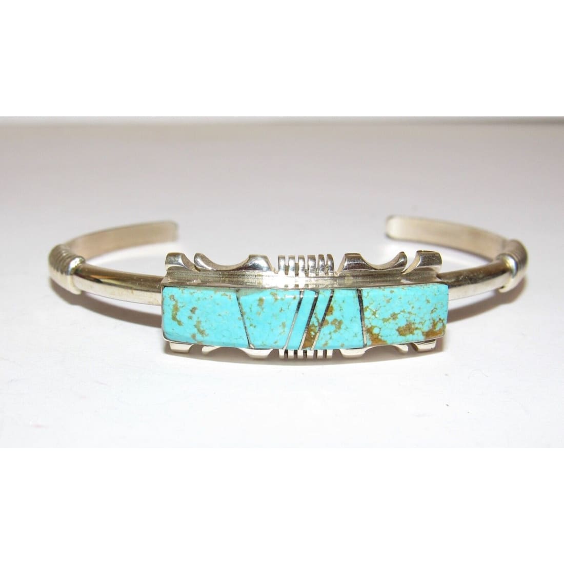 Navajo Number 8 Turquoise Stacker Cuff Bracelet Sterling