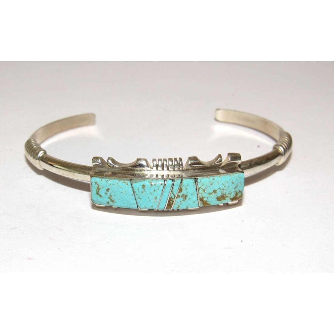 Navajo Number 8 Turquoise Stacker Cuff Bracelet Sterling