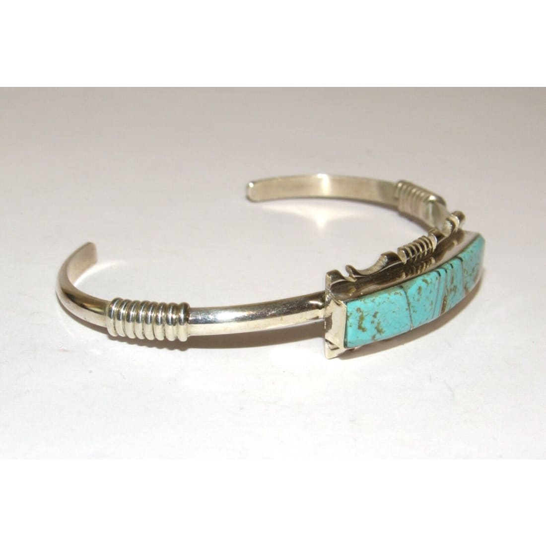 Navajo Number 8 Turquoise Stacker Cuff Bracelet Sterling
