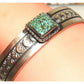 Navajo Number 8 Turquoise Stacker Cuff Sterling Hand Etched Bracelet Signed Native American