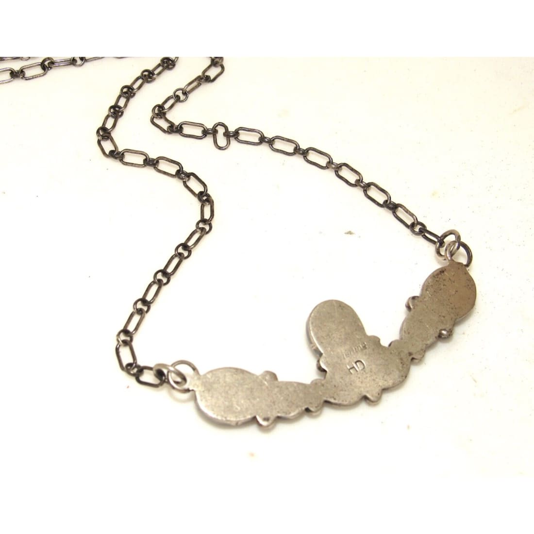 Navajo Onyx Bar Necklace Sterling Silver Henry Davis Native 