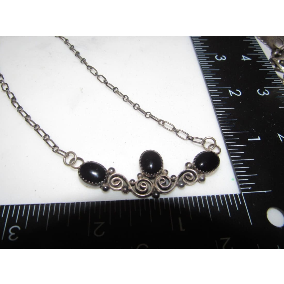 Navajo Onyx Bar Necklace Sterling Silver Henry Davis Native 