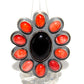 Navajo Onyx Orange Spiny Cluster Ring Sz 8 Sterling Silver 