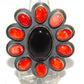 Navajo Onyx Orange Spiny Cluster Ring Sz 8 Sterling Silver 