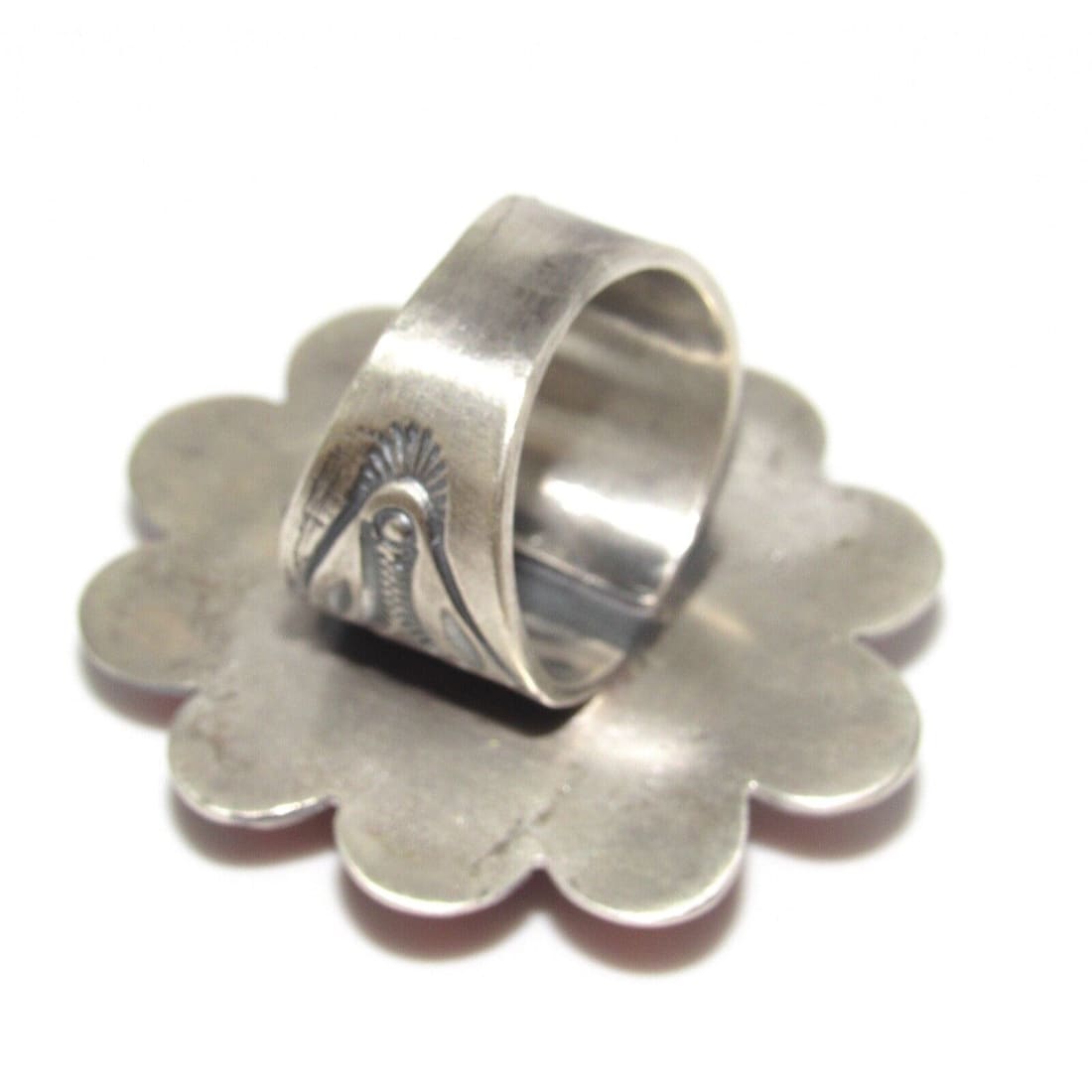 Navajo Onyx Orange Spiny Cluster Ring Sz 8 Sterling Silver 