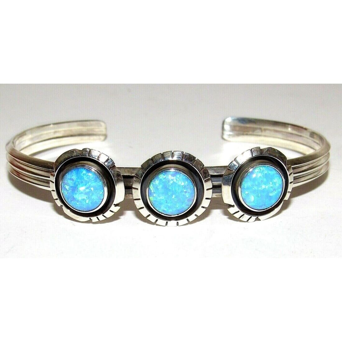 Navajo Opal Bracelet Stacker Sterling Silver Cuff Native 