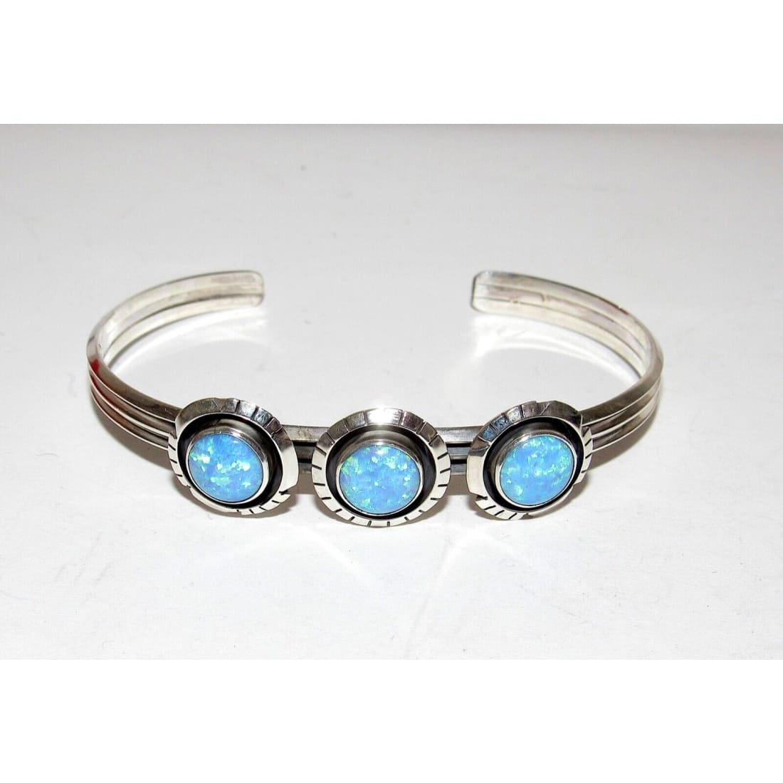 Navajo Opal Bracelet Stacker Sterling Silver Cuff Native 