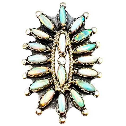 Navajo Opal Cluster Ring Sz 8 Sterling Silver Native