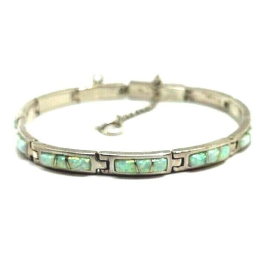Navajo Opal Link Bracelet Sterling Silver Calvin Begay Touch