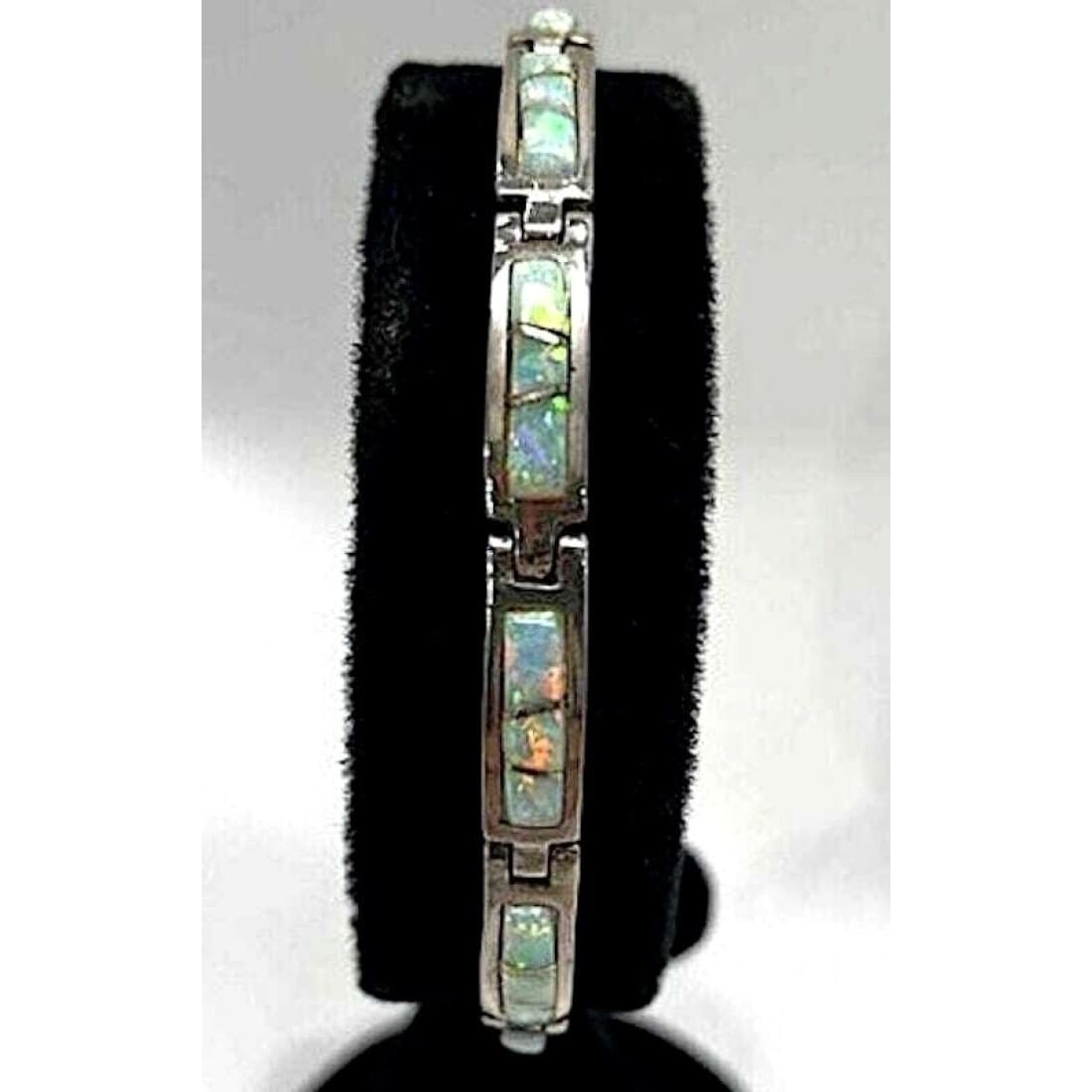 Navajo Opal Link Bracelet Sterling Silver Calvin Begay Touch
