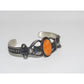 Navajo Orange Spiny Cuff Bracelet Sand Cast Sterling Silver 