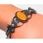 Navajo Orange Spiny Cuff Bracelet Sand Cast Sterling Silver 