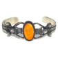 Navajo Orange Spiny Cuff Bracelet Sand Cast Sterling Silver 