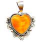 Navajo Orange Spiny Heart Pendant Sterling Silver Native 