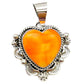 Navajo Orange Spiny Heart Pendant Sterling Silver Native 