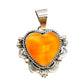 Navajo Orange Spiny Heart Pendant Sterling Silver Native 