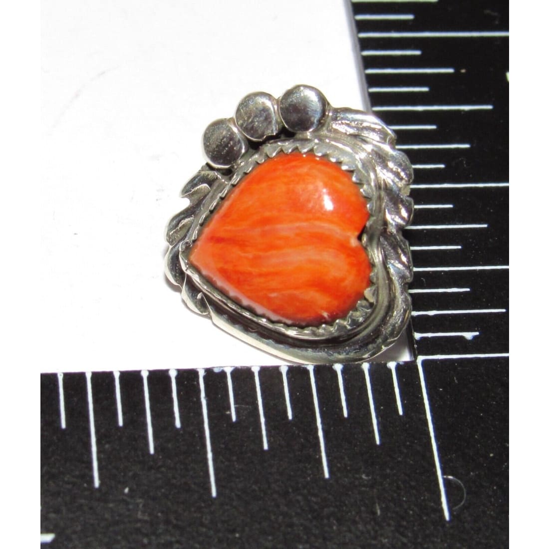 Navajo Orange Spiny Heart Stud Earrings Sterling Silver
